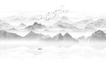 现代简约水墨山水画背景墙