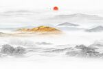 新中式山水国画背景墙