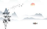 水墨竹子山水