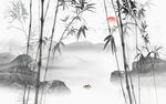 水墨竹子山水画