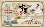 中国风中医养生工装背景墙