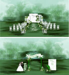 户外 白绿色 婚礼