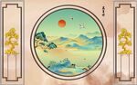 新中式背景墙  