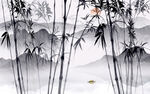 水墨竹子山水画
