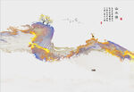 抽象飘带背景墙壁画