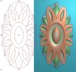 椭圆门花洋花贴花精雕图灰度浮雕
