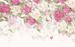 浪漫花朵粉色花卉背景墙