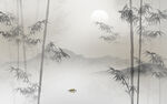 水墨竹子山水背景墙