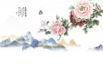 花开富贵牡丹中式电视背景