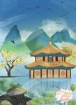 中式古风建筑插画