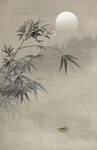 意境水墨竹子山水画