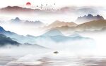 极简 人气中式山水 TIF分层