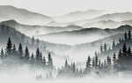 山水森林雾松远山电视背景墙