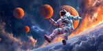 宇宙宇航员篮球广告展板壁画背景