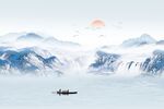 瀑布山水画
