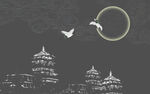 刺绣楼阁瑞鹤图