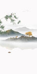 新中式石纹水墨山水玄关背景