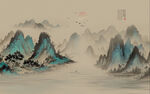 新中式禅意水墨山水画