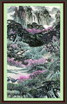 瀑布山水画 