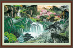 瀑布山水画 