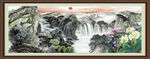 瀑布风景画 