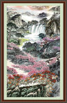 瀑布山水画 