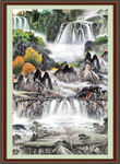 瀑布山水画