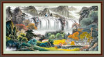 瀑布山水画 