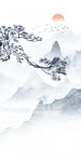 新中式石纹水墨山水玄关背景