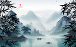中国风水墨意境山水风景背景