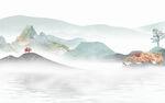 新中式石纹水墨山水背景