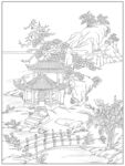 白描古建图 