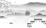 人气 淡雅灰色山水 TIF分层
