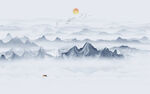抽象水墨山水画