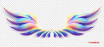 酷炫彩虹色动漫卡通羽毛翅膀