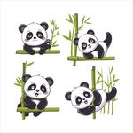 熊猫组图插画