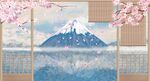 富士山樱花背景墙