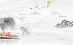 新中式大理石纹山水意境背景墙