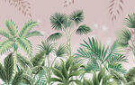热带植物热带雨林树叶室内背景墙
