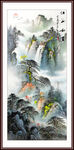玄关壁画竖版山水画