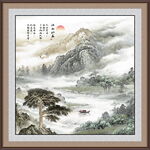 旭日东升迎客松黄山风景
