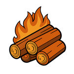 矢量几根木桩木材着火
