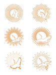中国风飞鹤线性阳光图标图案
