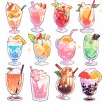 奶昔鸡尾酒奶茶饮品插画