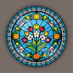 教堂蒂凡尼彩绘玻璃圆形贴膜图案
