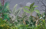 复古热带植物背景墙装饰画