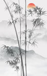 竖幅水墨竹子背景