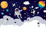 卡通宇航员太空人背景墙图片