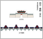 德阳罗江太平廊桥 白马关矢量图