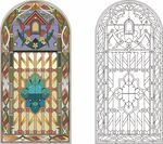 矢量欧式几何教堂彩绘玻璃图案